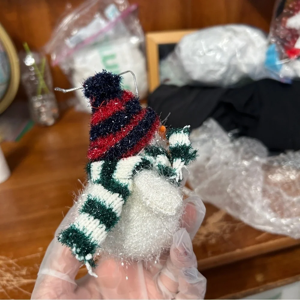 Vintage Jo-Ann Stores Fuzzy Snowman Ornament - “Lights”